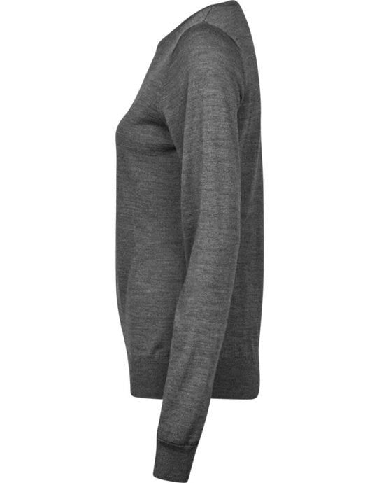 Tee Jays Womens Crew Neck Sweater - Grey Melange