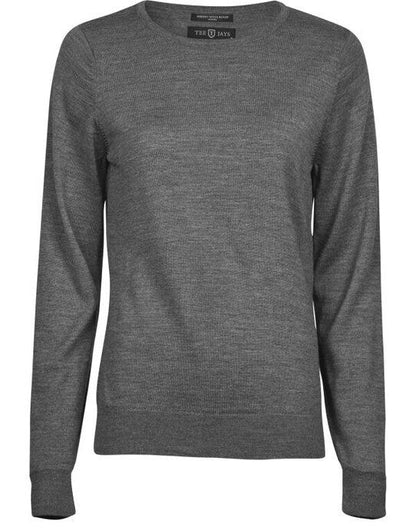 Tee Jays Womens Crew Neck Sweater - Grey Melange