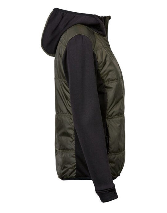 Tee Jays Womens Hybrid-Stretch Jacket - Deep Green/ Black