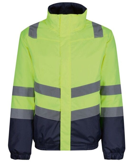 Regatta High Visibility Regatta Hi Vis Pro Classic Bomber Jacket - Hi-Vis Yellow/Navy