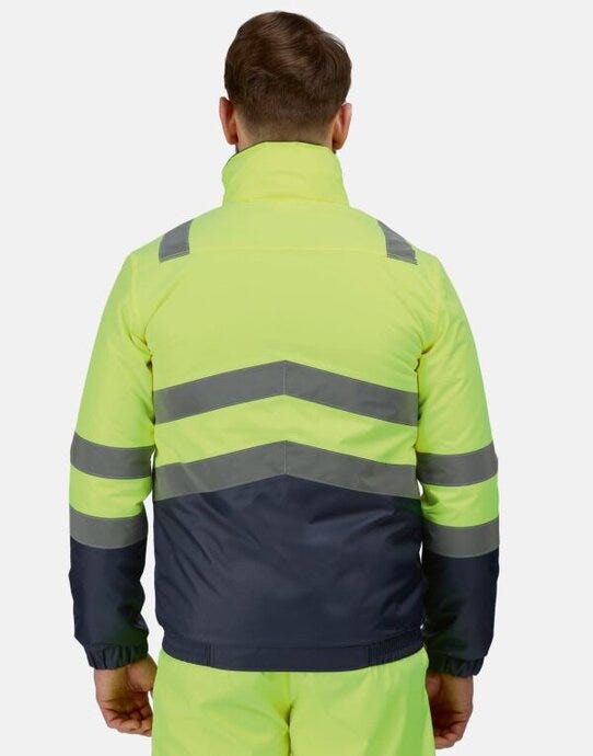Regatta High Visibility Regatta Hi Vis Pro Classic Bomber Jacket - Hi-Vis Yellow/Navy