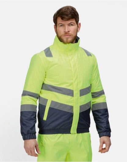 Regatta High Visibility Regatta Hi Vis Pro Classic Bomber Jacket - Hi-Vis Yellow/Navy