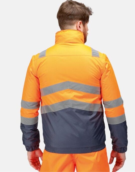 Regatta High Visibility Regatta Hi Vis Pro Classic Bomber Jacket - Hi Vis Orange/Navy