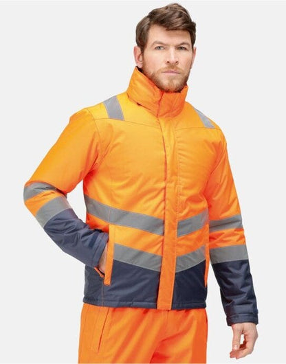 Regatta High Visibility Regatta Hi VIs Pro Insulated Parka - Hi Vis Orange/Navy