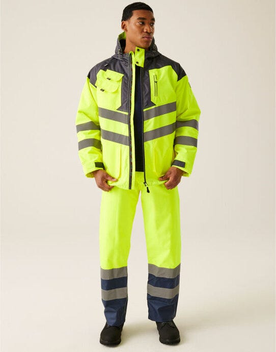 Regatta High Visibility Regatta Hi Vis Parka Jacket - Yellow/Grey