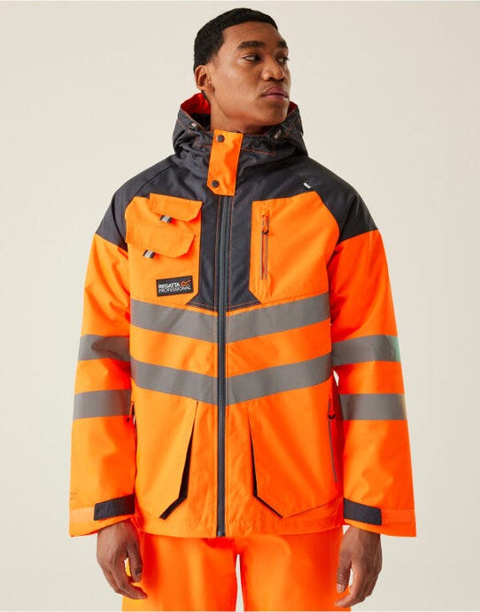 Regatta High Visibility Regatta Hi Vis Parka Jacket - Orange/Grey