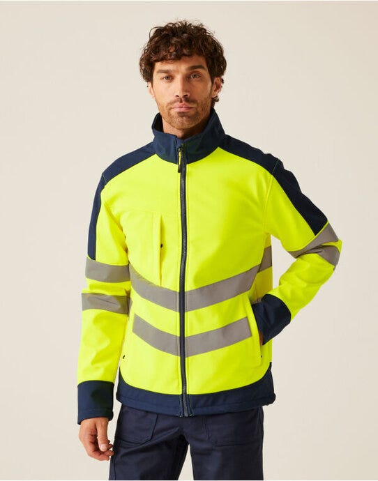 Regatta High Visibility Regatta Hi-Vis Pro 3 Layer Softshell - Yellow/Navy