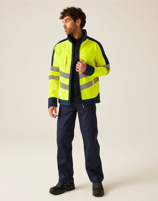 Regatta High Visibility Regatta Hi-Vis Pro 3 Layer Softshell - Yellow/Navy
