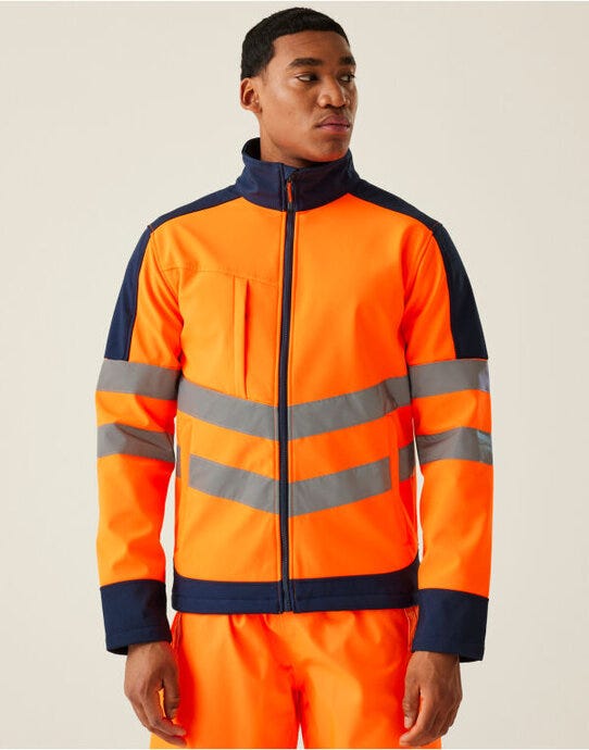 Regatta High Visibility Regatta Hi-Vis Pro 3 Layer Softshell - Orange/Navy