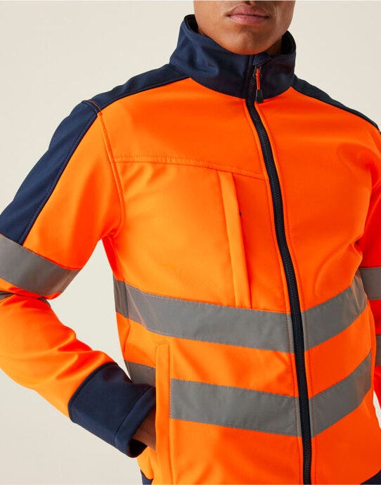 Regatta High Visibility Regatta Hi-Vis Pro 3 Layer Softshell - Orange/Navy