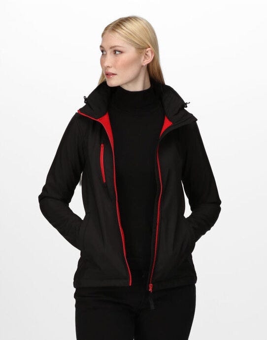 Regatta Professional Regatta Womens Venturer Hooded Softshell - Black/Red