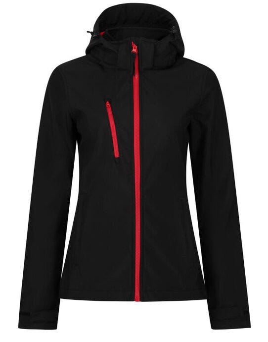 Regatta Professional Regatta Womens Venturer Hooded Softshell - Black/Red