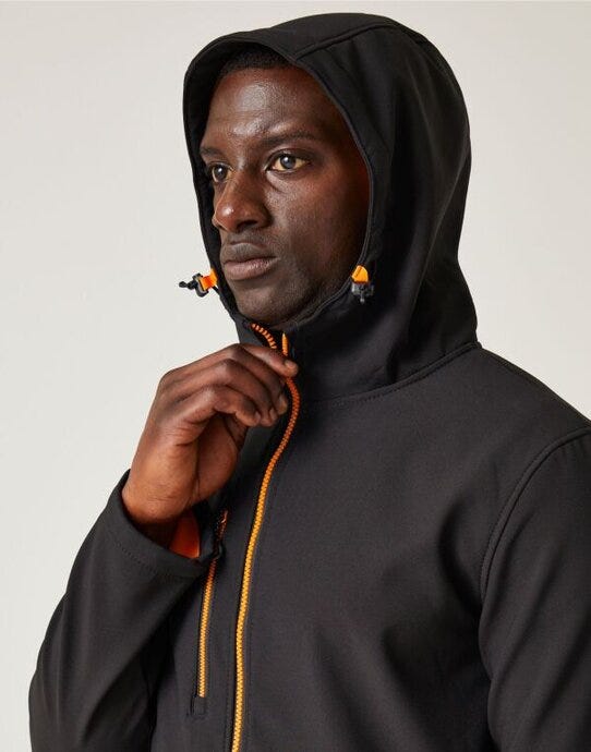 Regatta Professional Regatta Navigate 2-Layer Hood Softshell - Black Orange Pop