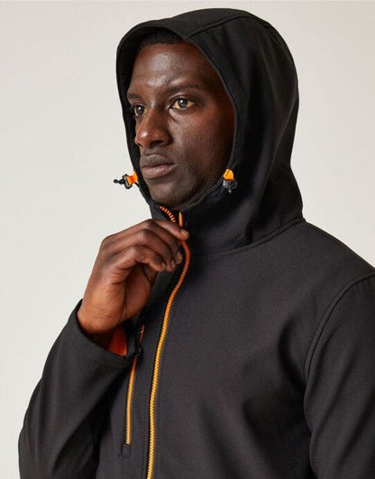 Regatta Professional Regatta Navigate 2-Layer Hood Softshell - Black Orange Pop