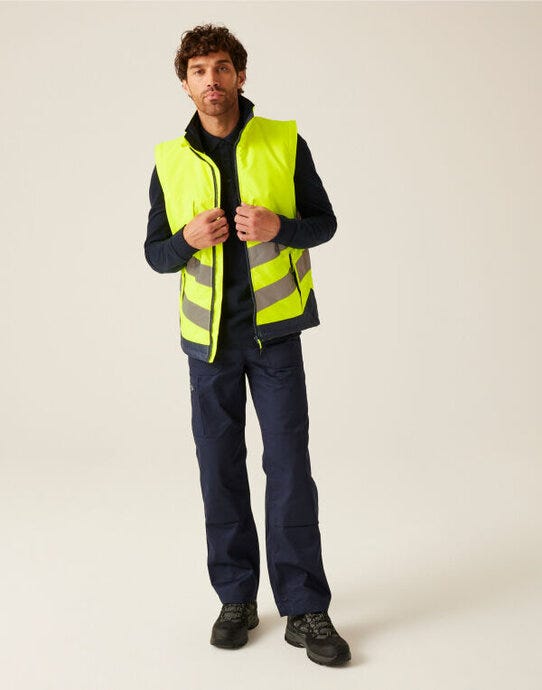 Regatta High Visibility Regatta Hi-Vis Pro Insulated Bodywarmer - Yellow/Navy