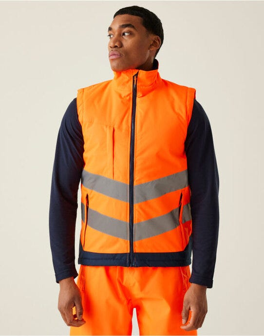 Regatta High Visibility Regatta Hi-Vis Pro Insulated Bodywarmer - Orange/Navy