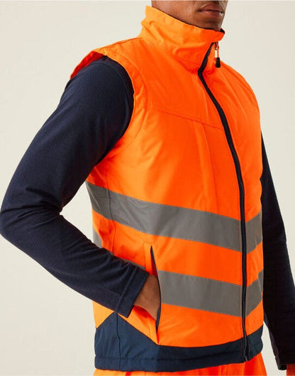 Regatta High Visibility Regatta Hi-Vis Pro Insulated Bodywarmer - Orange/Navy