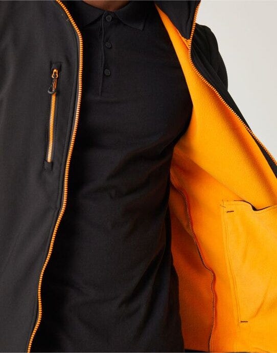 Regatta Professional Regatta Navigate 2L Softshell Bodywarmer - Black Orange Pop