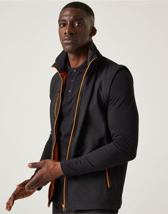 Regatta Professional Regatta Navigate 2L Softshell Bodywarmer - Black Orange Pop