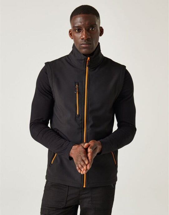 Regatta Professional Regatta Navigate 2L Softshell Bodywarmer - Black Orange Pop