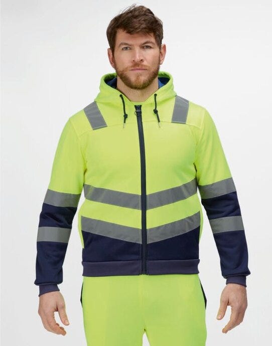 Regatta High Visibility Regatta Hi Vis Pro Full Zip Hoodie - Hi-Vis Yellow/Navy