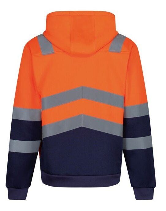 Regatta High Visibility Regatta Hi Vis Pro Full Zip Hoodie - Hi Vis Orange/Navy