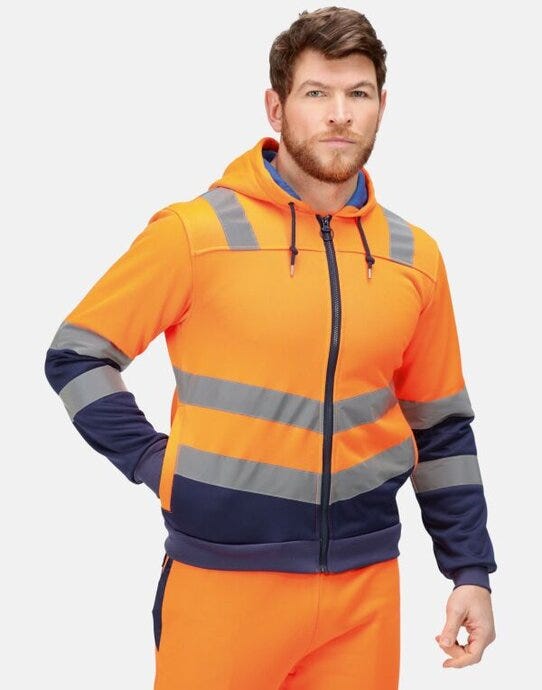 Regatta High Visibility Regatta Hi Vis Pro Full Zip Hoodie - Hi Vis Orange/Navy