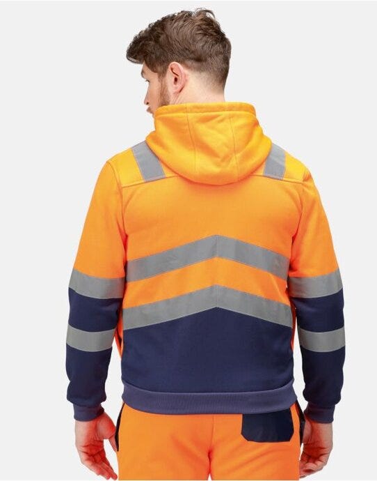 Regatta High Visibility Regatta Hi Vis Pro Full Zip Hoodie - Hi Vis Orange/Navy