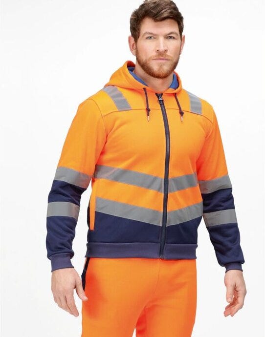 Regatta High Visibility Regatta Hi Vis Pro Full Zip Hoodie - Hi Vis Orange/Navy