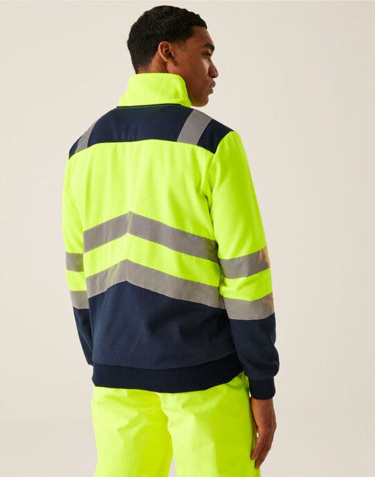 Regatta High Visibility Regatta Hi Vis Pro 1/4 Zip Sweat Top - Hi-Vis Yellow/Navy