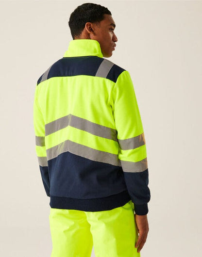 Regatta High Visibility Regatta Hi Vis Pro 1/4 Zip Sweat Top - Hi-Vis Yellow/Navy
