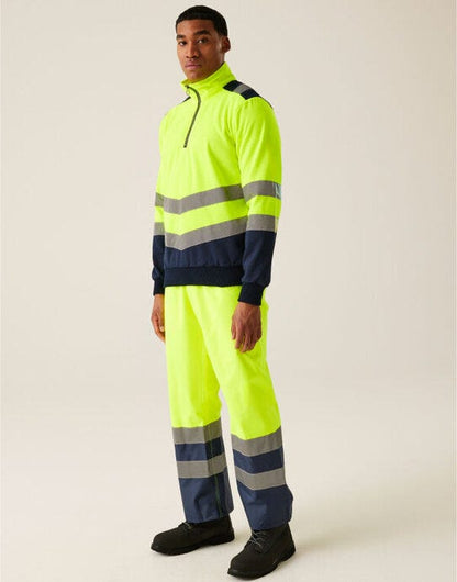 Regatta High Visibility Regatta Hi Vis Pro 1/4 Zip Sweat Top - Hi-Vis Yellow/Navy
