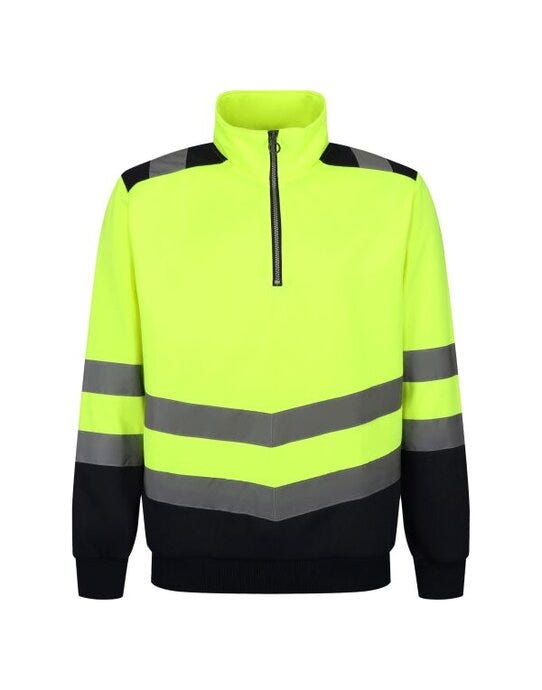 Regatta High Visibility Regatta Hi Vis Pro 1/4 Zip Sweat Top - Hi-Vis Yellow/Navy