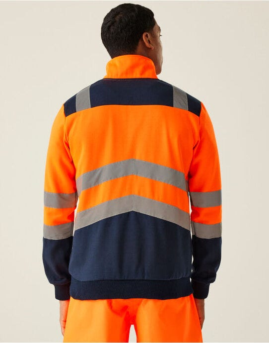 Regatta High Visibility Regatta Hi Vis Pro 1/4 Zip Sweat Top - Hi Vis Orange/Navy