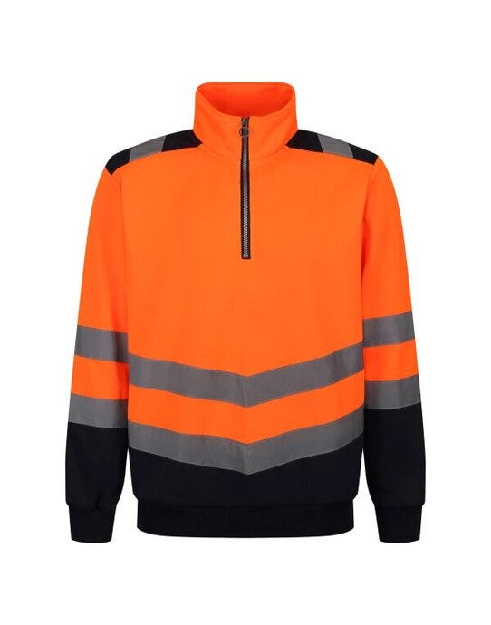 Regatta High Visibility Regatta Hi Vis Pro 1/4 Zip Sweat Top - Hi Vis Orange/Navy