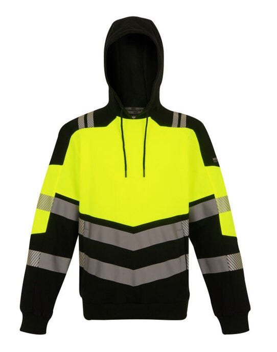 Regatta High Visibility Regatta Hi-Vis X-Pro Hoodie (Class 2) - Black/Hi-Vis Yellow