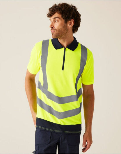 Regatta High Visibility Regatta Hi-Vis Pro Wicking Polo Shirt - Yellow/Navy