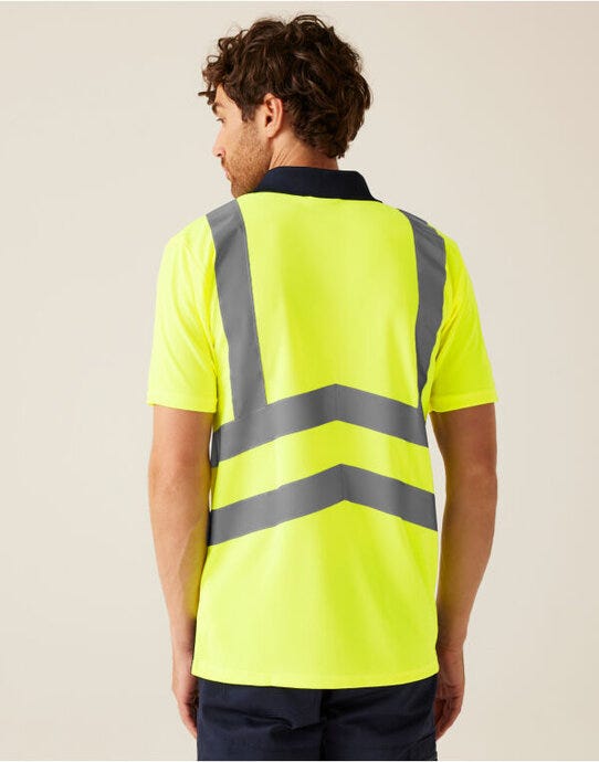 Regatta High Visibility Regatta Hi-Vis Pro Wicking Polo Shirt - Yellow/Navy