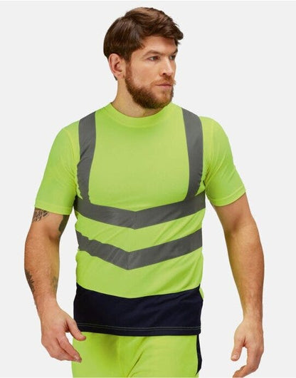 Regatta High Visibility Regatta Hi Vis Pro Short Sleeve T-Shirt - Hi-Vis Yellow/Navy