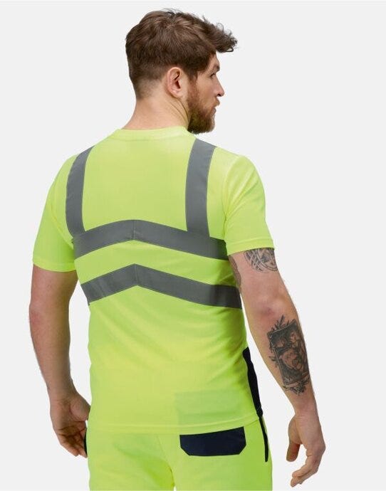 Regatta High Visibility Regatta Hi Vis Pro Short Sleeve T-Shirt - Hi-Vis Yellow/Navy