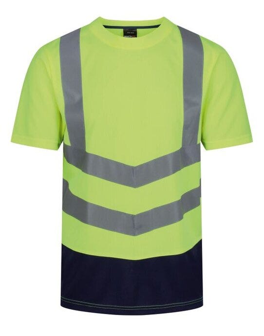 Regatta High Visibility Regatta Hi Vis Pro Short Sleeve T-Shirt - Hi-Vis Yellow/Navy