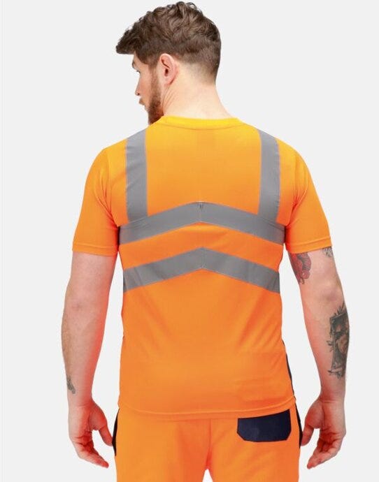 Regatta High Visibility Regatta Hi Vis Pro Short Sleeve T-Shirt - Hi Vis Orange/Navy