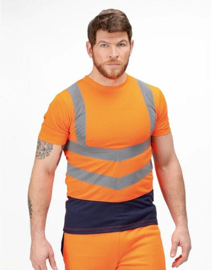 Regatta High Visibility Regatta Hi Vis Pro Short Sleeve T-Shirt - Hi Vis Orange/Navy