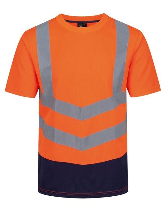 Regatta High Visibility Regatta Hi Vis Pro Short Sleeve T-Shirt - Hi Vis Orange/Navy