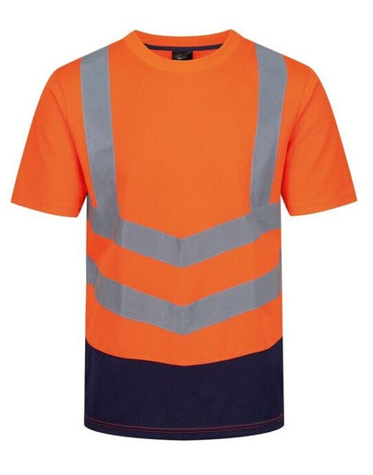 Regatta High Visibility Regatta Hi Vis Pro Short Sleeve T-Shirt - Hi Vis Orange/Navy