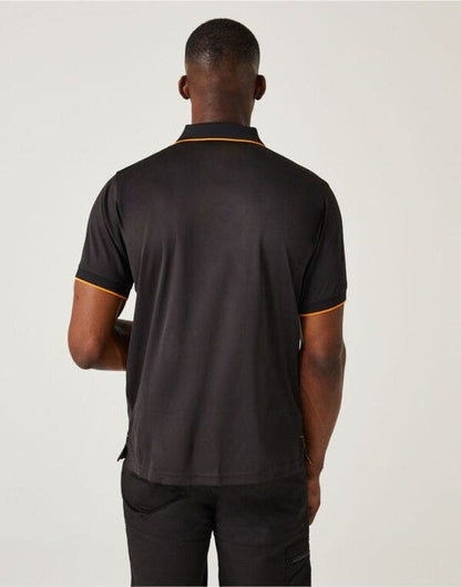 Regatta Professional Regatta Navigate Short Sleeve Polo - Black Orange Pop