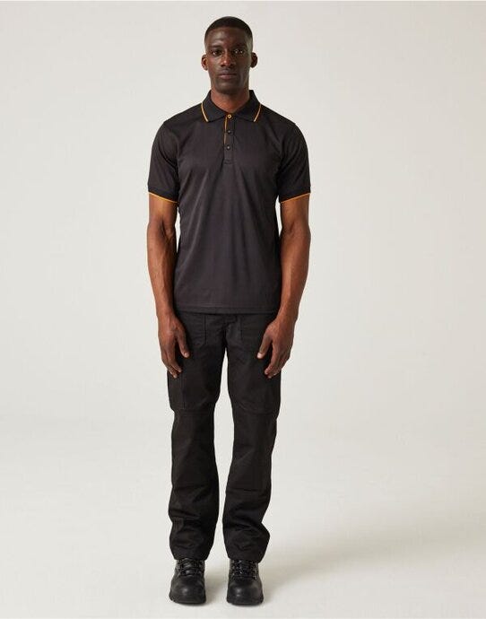 Regatta Professional Regatta Navigate Short Sleeve Polo - Black Orange Pop