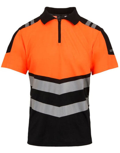 Regatta High Visibility Regatta Hi-Vis X-Pro Polo - Black/Hi-Vis Orange