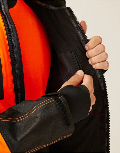 Regatta High Visibility Regatta Hi-Vis X-Pro Wproof Shell Jacket - Black/Hi-Vis Orange