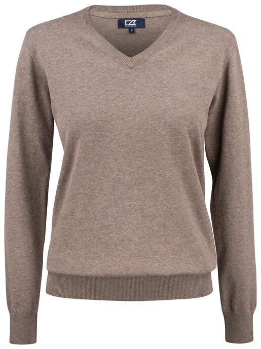 Cutter & Buck C&B Ladies Oakville V-Neck Sweater - Nougat Melange